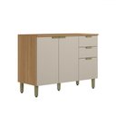 Ver imagem 1 de Balcão de Cozinha 120 Cm Route 2 Portas 3 Gavetas 100% Mdf Jequitibá/off White Fosco - Pnr Móveis