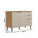 Ver imagem 3 de Balcão de Cozinha 120 Cm Route 2 Portas 3 Gavetas 100% Mdf Jequitibá/off White Fosco - Pnr Móveis