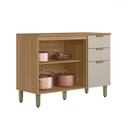 Ver imagem 2 de Balcão de Cozinha 120 Cm Route 2 Portas 3 Gavetas 100% Mdf Jequitibá/off White Fosco - Pnr Móveis