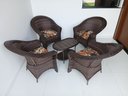 Ver imagem 1 de Jogo 4 Poltronas 1 Mesinha Fibra Sintética Jardim Varanda Área Extrena Almofadas Cor Rivieira Marron