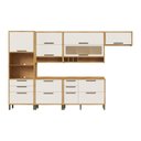 Ver imagem 3 de Cozinha Completa Modulada 100% MDF 6 Peças 10 Portas 6 Gavetas e Vidro 354cm Vicenza Espresso Móveis Branco/Amêndoa/Brilho
