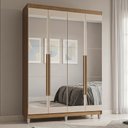 Ver imagem 1 de Guarda-Roupa Solteiro com Pés 4 Portas Batentes com Espelhos Rustic/Crema/Rustic Saturno Madesa