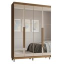 Ver imagem 2 de Guarda-Roupa Solteiro com Pés 4 Portas Batentes com Espelhos Rustic/Crema/Rustic Saturno Madesa