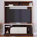 Ver imagem 2 de Estante Home Theater Belaya Nogueira Real/off White Matte para Tv até 65” - Colibri