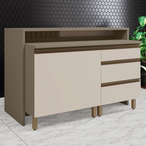 Kit Ilha Gourmet Connect com Balcões 80cm e 60cm Duna/cristal - Móveis Henn