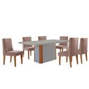 Ver imagem 2 de Mesa de Jantar Isadora 180cm Tampo MDF Vidro com 6 Cadeiras Linho Capuccino Off Naturale Serigrafia