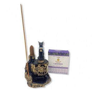 Incensário Cascata Bastet Egípcio + 10 Unidades De Incensos