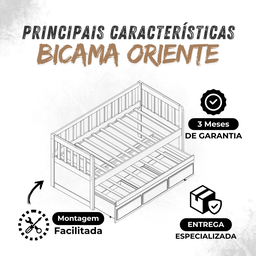 Bicama 3 Gavetas Oriente Cor Mel + 2 Colchões Ortobom D28 - 8