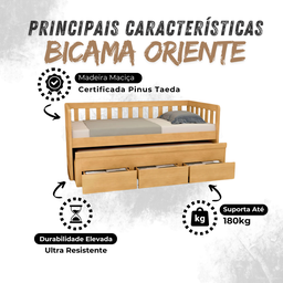 Bicama 3 Gavetas Oriente Cor Mel + 2 Colchões Ortobom D28 - 7