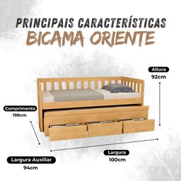 Bicama 3 Gavetas Oriente Cor Mel + 2 Colchões Ortobom D28 - 5