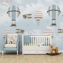 Ver imagem 4 de Papel de parede infantil balão menino e menina para quarto de bebê M² PP97