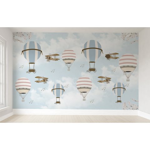 Papel de parede infantil balão menino e menina para quarto de bebê M² PP97