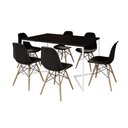 Ver imagem 6 de Mesa Jantar Industrial Retangular Preta 137X90Cm Base V Ferro Branco C/6 Cadeiras Preta Made Preto