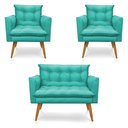 Ver imagem 1 de Kit 2 Poltronas Namoradeira 2 Lugares Azul Turquesa