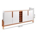 Ver imagem 3 de Buffet 190cm Adega 050520 e Cristaleira 4 Portas 50519 Branco Cedro Dcasa
