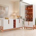 Ver imagem 2 de Buffet 190cm Adega 050520 e Cristaleira 4 Portas 50519 Branco Cedro Dcasa