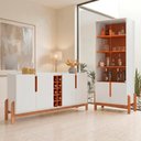 Ver imagem 5 de Buffet 190cm Adega 050520 e Cristaleira 4 Portas 50519 Branco Cedro Dcasa