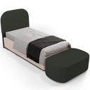 Ver imagem 1 de Cabeceira Cama Box 100cm Lanna com Puff Recamier Doha W01 Linho Verde Musgo - Lyam Decor
