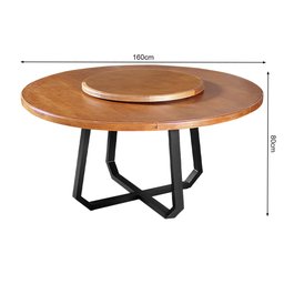 Mesa de Jantar Industrial Clarisse Redonda 1,60m com Prato Giratório Base Alumínio - Tampo Castanho - 4