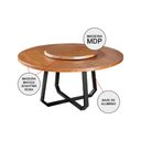 Ver imagem 3 de Mesa de Jantar Industrial Clarisse Redonda 1,60m com Prato Giratório Base Alumínio - Tampo Castanho