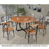 Mesa de Jantar Industrial Clarisse Redonda 1,60m com Prato Giratório Base Alumínio - Tampo Castanho - 2