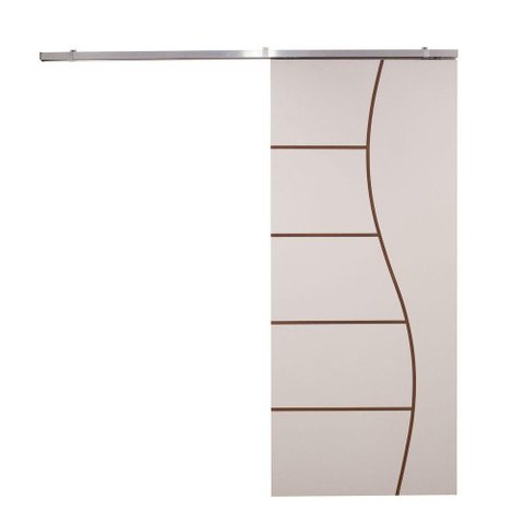 Porta de Correr Branco Prime Frisada Kit Alumínio F07 - 210x100