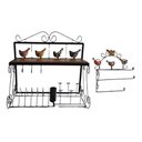 Ver imagem 1 de Paneleiro Escorredor Rústico e Porta Papel Toalha em Ferro:galinha Caipira