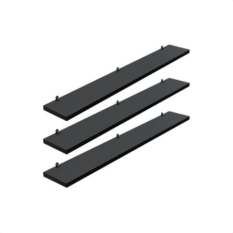 Kit 3 Prateleira Preta 70X10 + Suporte Flutuante Mdf  Organizadora Decoração Cozinha Banheiro Sala