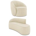 Ver imagem 1 de Sofá 3 Lugares Orgânico 180cm Morgan e Poltrona Lua Suede Bege D03 - D'Rossi