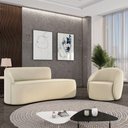 Ver imagem 2 de Sofá 3 Lugares Orgânico 180cm Morgan e Poltrona Lua Suede Bege D03 - D'Rossi