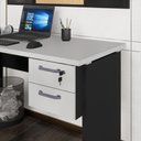 Ver imagem 1 de Gaveteiro para Mesa de Escritório 33cm com Chave 2 Gavetas Multimóveis Cr25304 Cinza Preto