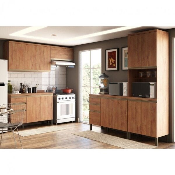 Cozinha Completa 5 Peças 100% MDF, 14 Portas 4 Gavetas Balcões com ...
