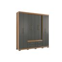 Ver imagem 1 de Guarda Roupa Casal 8 Portas e 4 Gavetas c/ Pés Nápoles Jatoba/Grafitte - Santos Andirá