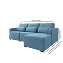 Ver imagem 3 de Sofá Baroni 6 Lugares 3,30m com Chaise Direito em Linho e USB