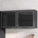 Ver imagem 1 de Armário Aéreo 120cm 2 Portas de Vidro Grace Grafite Z44 - Mpozenato