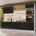Ver imagem 1 de Armário de Cozinha Completa 310 Cm Branco/preto Lux Madesa 03 Branco/preto