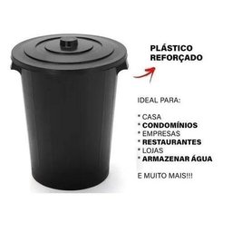 Cesto de Lixo Lixeira Grande Cozinha Casa 60 Litros Preto - 5