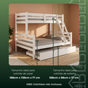 Ver imagem 3 de Treliche Casal Madeira Cama Auxiliar Solteiro Escada:Branco