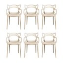 Ver imagem 1 de Kit 6 cadeiras Allegra Design Moderno em Polipropileno Empilhável – Para Sala, Cozinha e Escritório