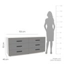 Ver imagem 4 de Cômoda Valência com 6 Gavetas 150x63cm Branco/Cinza 240830