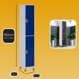 Armário Roupeiro 2 Portas Grandes Cor 182x32,5x36 W3 - 10111 Cor:azul Del Rey - 2