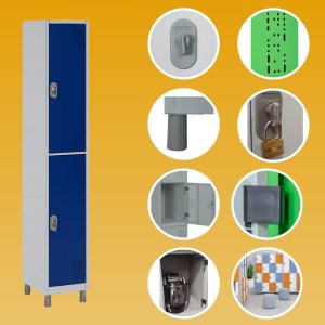 Armário Roupeiro 2 Portas Grandes Cor 182x32,5x36 W3 - 10111 Cor:azul Del Rey