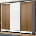 Ver imagem 1 de Guarda Roupa Casal 100% Mdf Madesa Zurique 3 Portas de Correr com Pés - Branco/rustic/branco