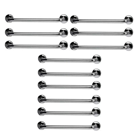 Barra de Apoio 60cm Aço Inox Kit 12 Unidades Banheiro Box Idoso Gestante Criança Suporte Corrimao Es