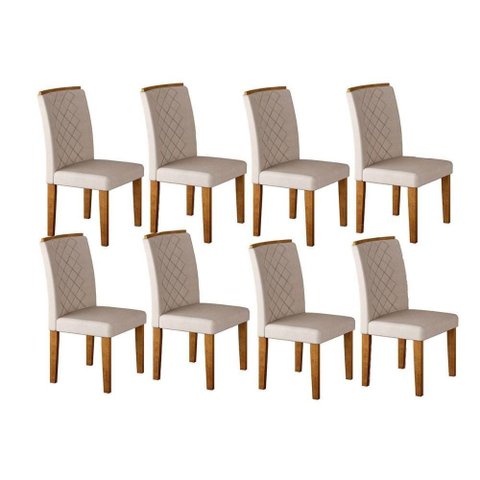 Conjunto: Mesa Sala Jantar Jade Kit 8 Un Imbuia-veludo Creme - Rufato
