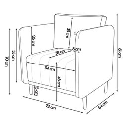 Kit 2 Poltronas Decorativa Luxo para Sala Consultório Escritório Recepção Aviv Linho Premium - 4