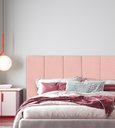 Ver imagem 5 de Cabeceira Veludo Rosa Modular 60x20 P/ Cama Solteiro 5 Peças