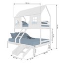 Ver imagem 3 de Beliche Casal/ Solteiro Casinha Encantada com Kit Escada/ Escorregador Madeira Maciça Branco Housin