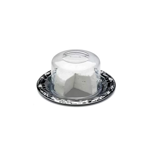 Porta Queijos Aço Inox Queijeira Prato e Tampa Acrílica 19cm Viel 001135VIEL