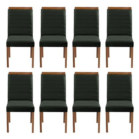 Kit 8 Cadeiras Decorativas Sala de Jantar Luxo Sueli Facto Verde - Mozzelar